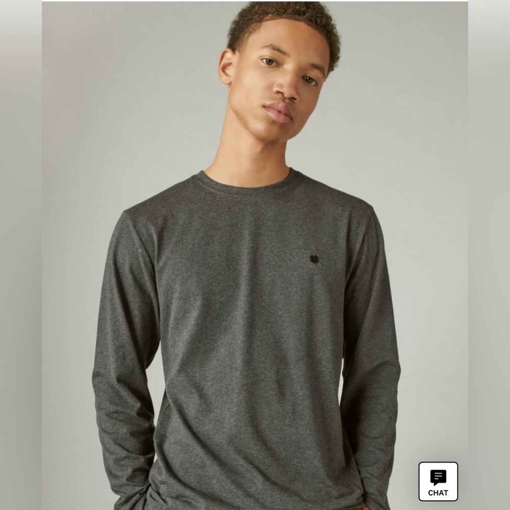 NWT-Lucky Brand Long Sleeve Sleep T-Shirt-Heather Gray Size Medium